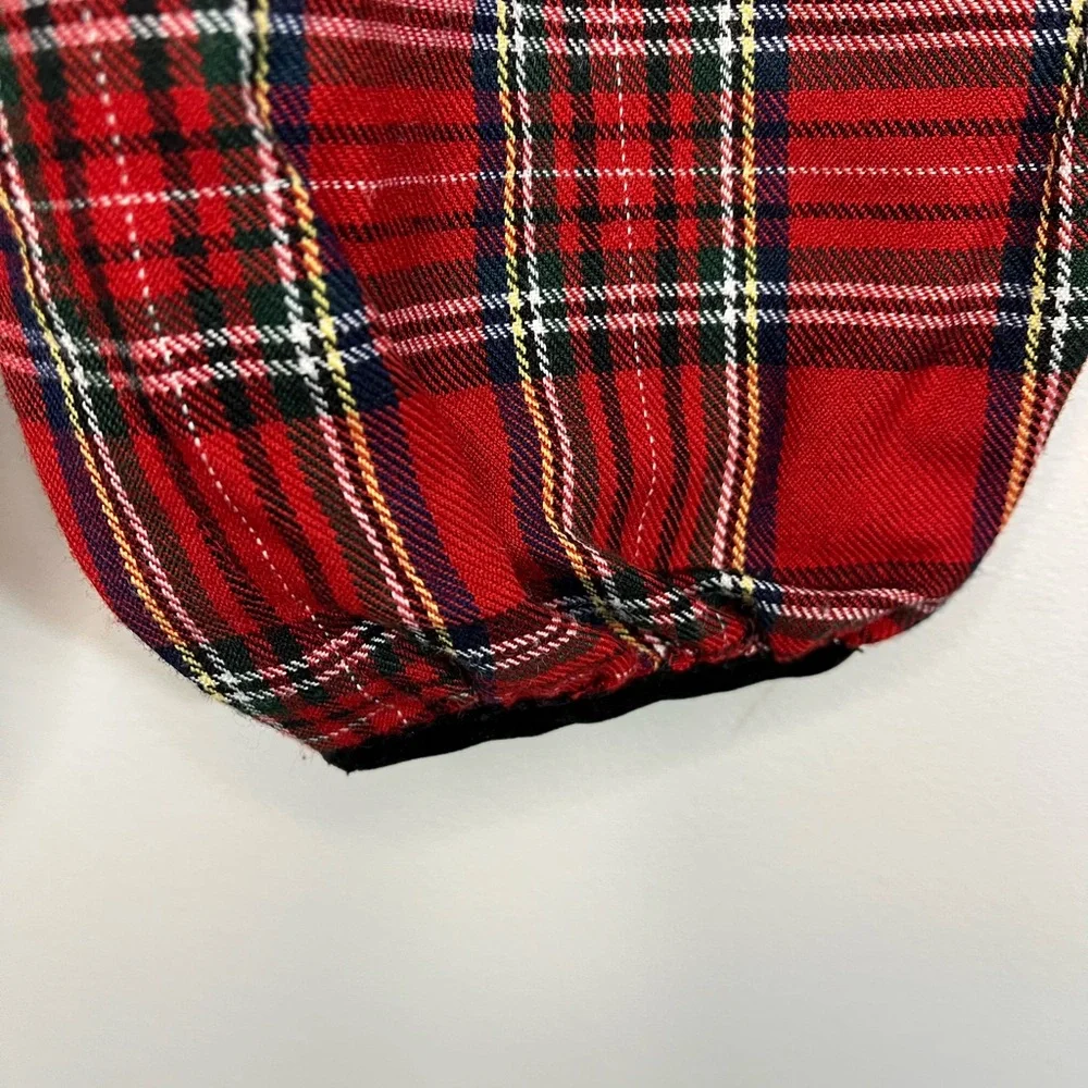 Youngland Red Christmas Plaid Baby Romper w Black Velvet Collar and Bow 3-6 mo